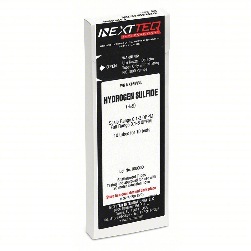 Nextteq NX169VVL Hydrogen Sulfide Tubes, 0.1-6.0 ppm
