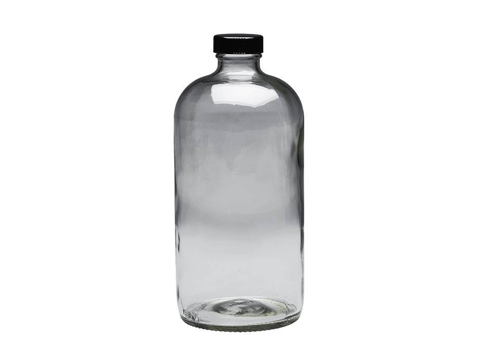 Boston Clear Narrow Mouth Round Bottle, 32 oz 